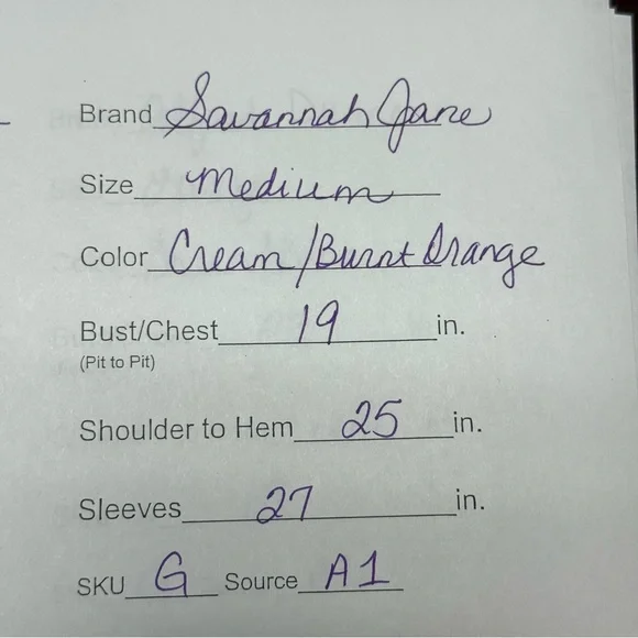 Savanna Jane Cream Rust Boho Peasant Blouse M Embroidered Print Fall Top - Picture 7 of 7